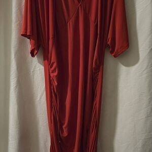 Red V‑Neck Women's Dress